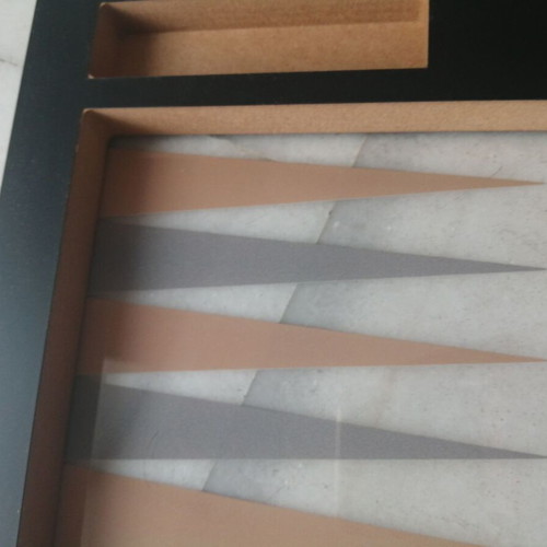 Backgammon board new plexiglass with wooden pieces 43x39