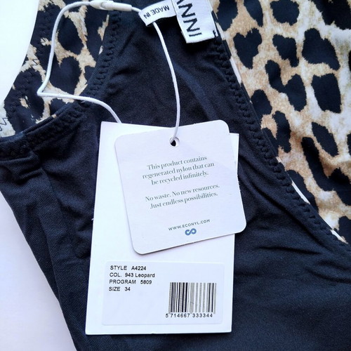 Ganni leopard print one piece swimsuit new size 34