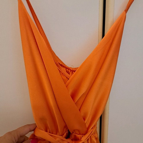 Satin dress orange like new, size M
