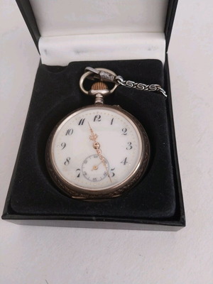 Silver pocket watch 1920 like new with chain and box
