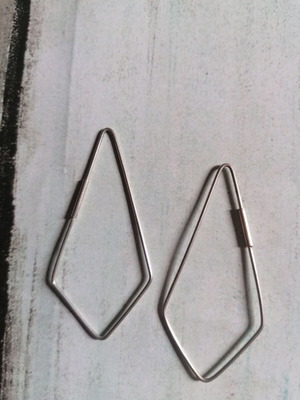 Silver 925 earrings hoop diamond shape new