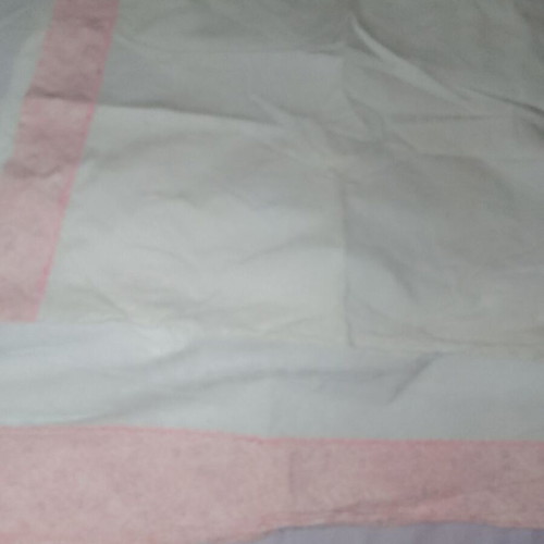 Half-double bed sheet with pink border, cotton, pillowcase included