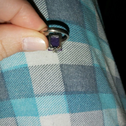 Women's ring with purple matte amethyst stone like new