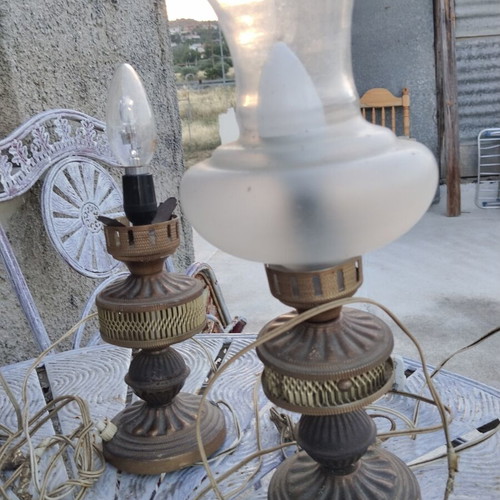 Vintage table lamps set of 4 used, ideal for restoration or DIY project