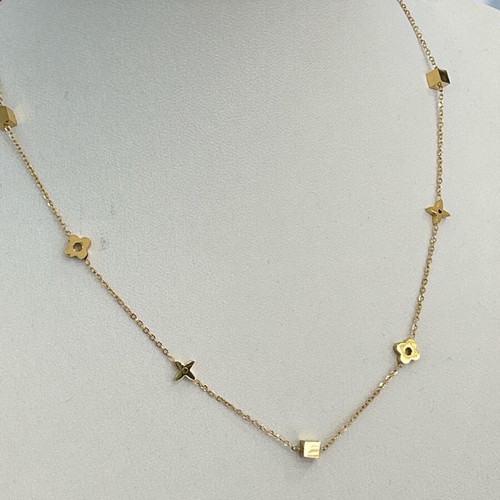 Stainless steel necklace thin gold color like new