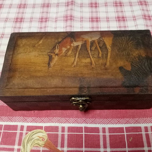 Wooden handmade box with deer image like new