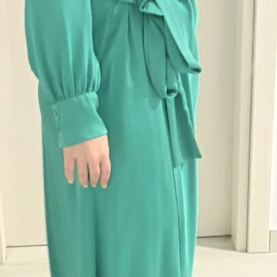 Mix & Match satin tunic dress emerald green like new