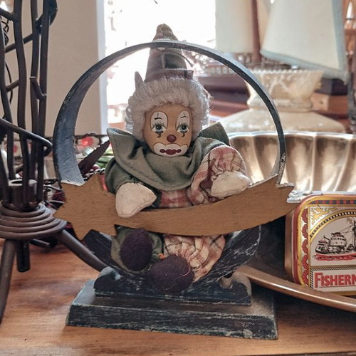 Decorative clown doll in frame like new