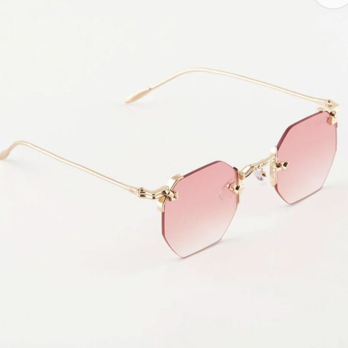 Sunglasses new, pink lenses with case