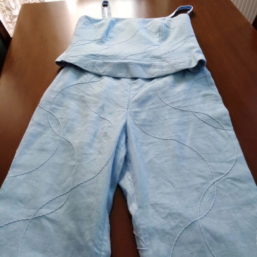 Women's linen suit set blue like new