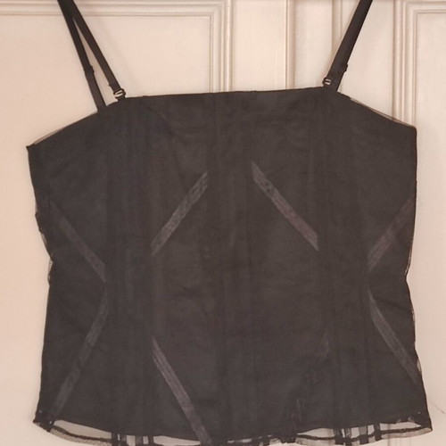 Fransa black bustier top like new, removable straps, lace details