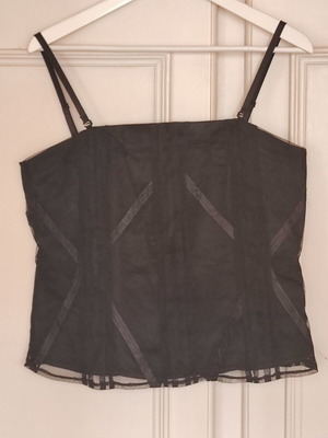 Fransa black bustier top like new, removable straps, lace details