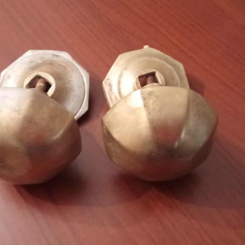 Brass door knobs used, vintage 1960 set of 2 for exterior door