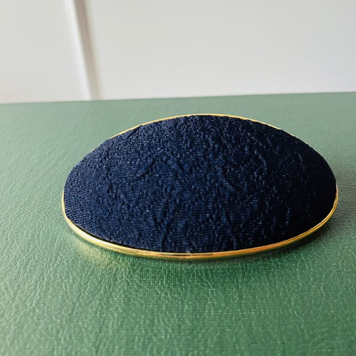 Oversized Vintage Hair Barrette dark blue with gold base like new