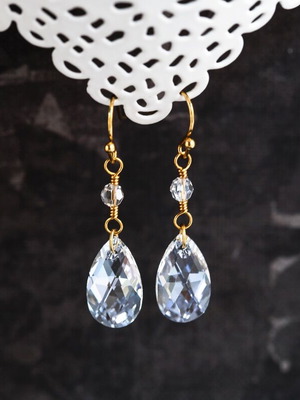 Earrings Gold Plated Silver 925 Swarovski New