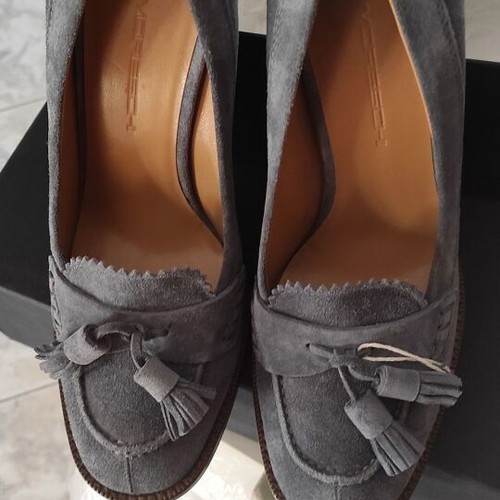 Suede leather heels new, thick 10cm heel, size 39.5