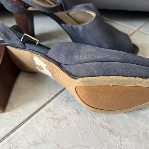 Clarks blue suede platform sandals, size 40