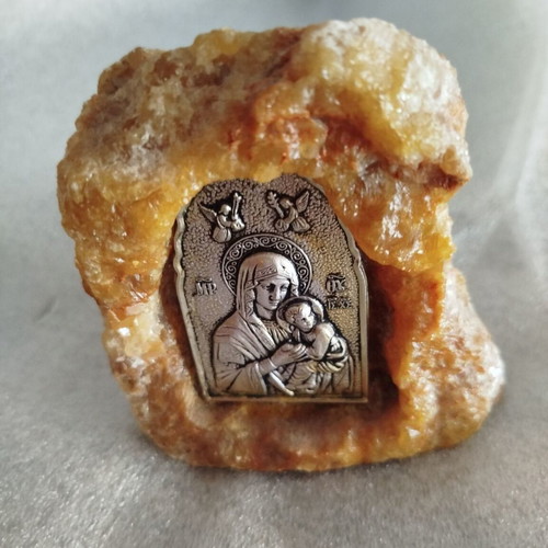 Image from natural mineral rock like new with the image of Virgin Mary