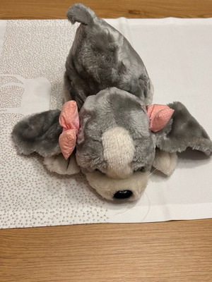 Plush dog gray teddy bear like new, about 25 cm