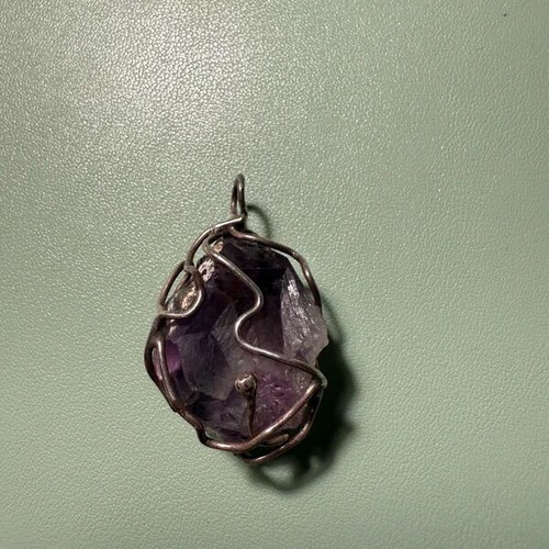 Handmade pendant with amethyst semi-precious stone like new