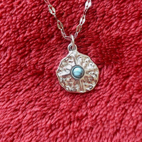 Steel necklace with blue stone new
