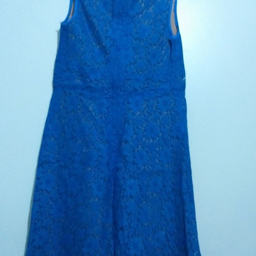 Blue lace dress handmade, A-line, mini, 1960s