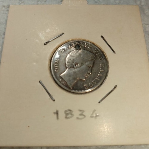 Silver 2/4 Othon 1834 coin used, pierced, good condition