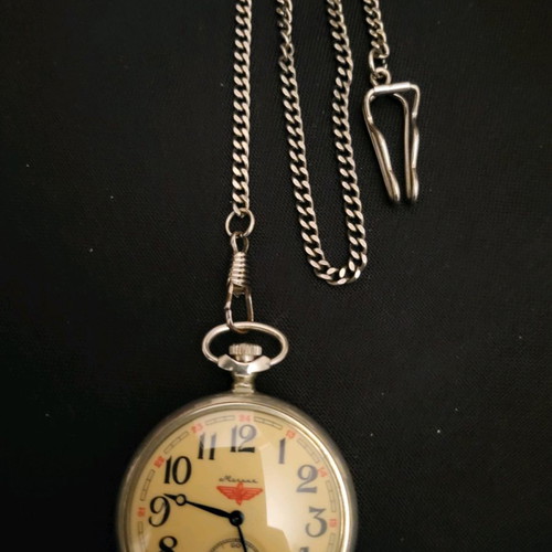 Molnija vintage pocket watch used, stainless steel