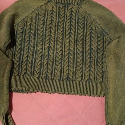 Zara short cardigan like new, cotton, green, size L