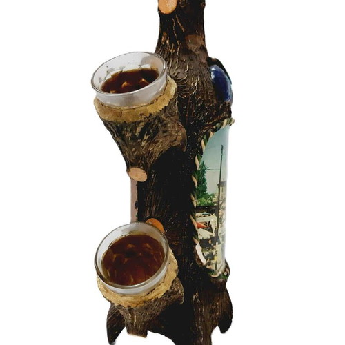 Vintage Rakia Serving Set from Yugoslavia used, glass and wood
