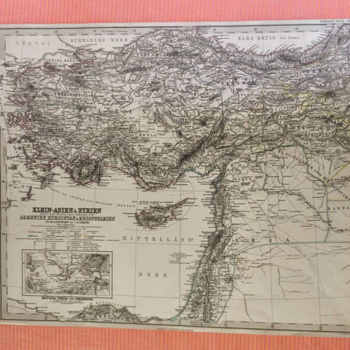 Vintage Stieler's Hand-Atlas map of Asia Minor used, circa 1875