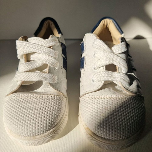 Gorgino Leather Baby Shoes N21 White with Blue Details Like New