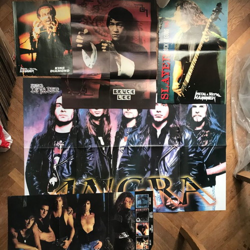 Posters used collectible with Kind Diamond, Bruce Lee, Slayer, Lemmy, Angra, Bon Jovi, Paradise Lost, Blind Guardian, Aris
