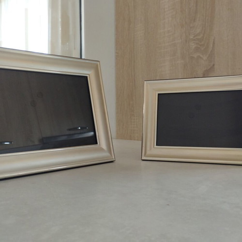 Set of 2 Premium Metal Satin Silver Frames like new, large & small