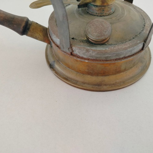 Pitsos Freres brass gas stove used with wooden handle