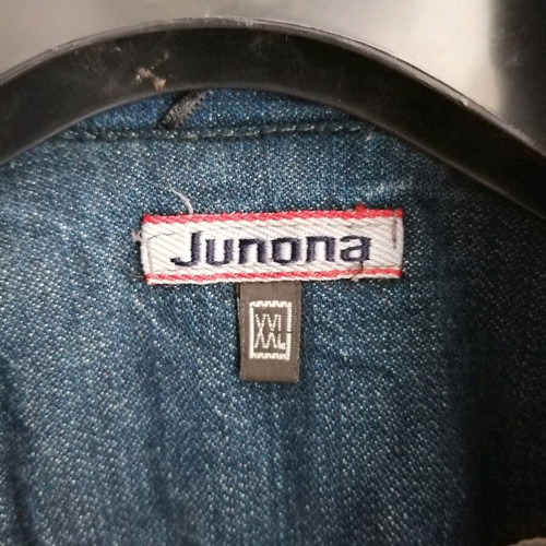 Mid-length denim jacket used, size L, blue