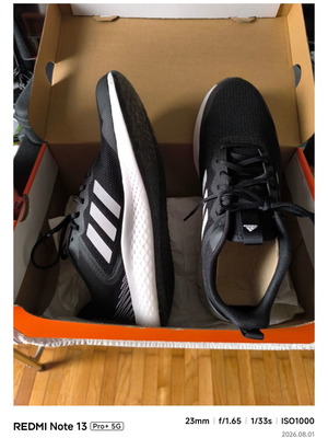 Adidas men's athletic shoes black size 46.5 like new
