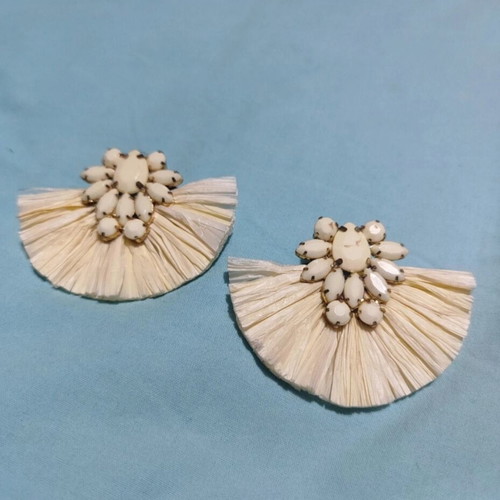 Cream earrings new with beads