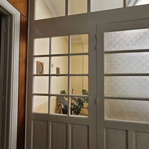 Wooden door with glass panels like new