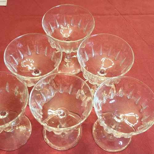 Vintage stemmed glasses used for cocktails or ice cream, from France