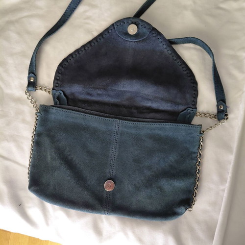 Zara leather suede crossbody bag used, blue raf color