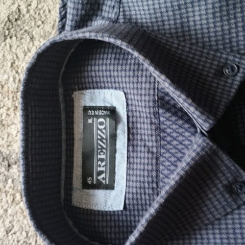 Arezzo dress shirt XL/45 embossed pattern like new, gray and blue