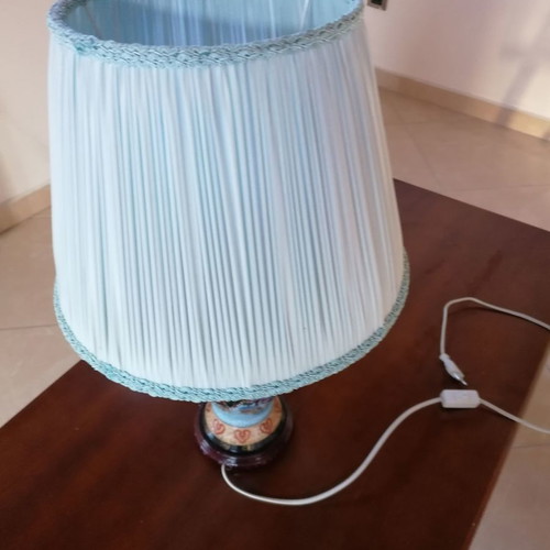 Satsuma table lamp with handmade shade and wooden base new