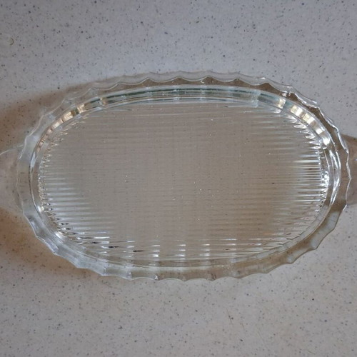 Vintage small glass serving plate used, 16cm for nuts and meze