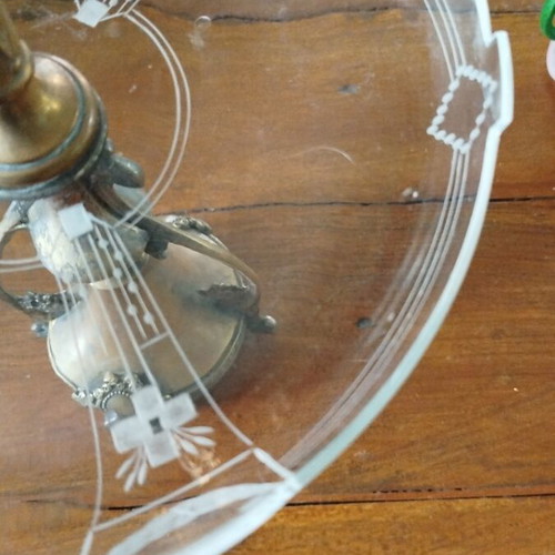 Art Nouveau centerpiece like new with silver-plated brass and crystal