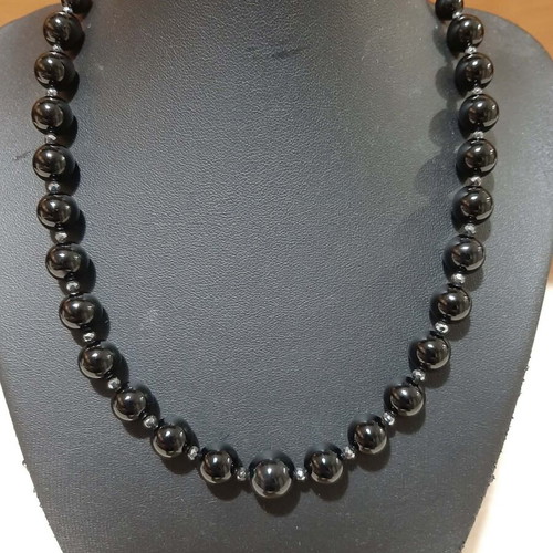 Necklace with onyx and hematite in steel new
