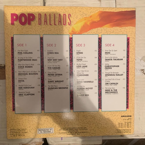 Pop Ballads 2 vinyl LPs used, pop compilation