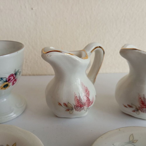 Vintage ceramic miniature set used, Greek made Attiki Keramiki