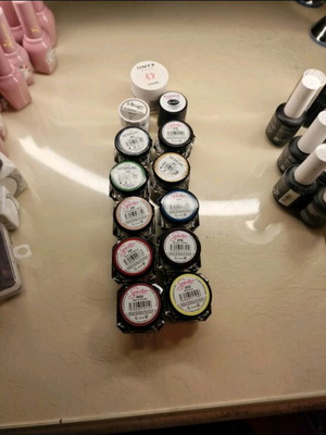 Semilac Mini Gel 10 used, 1 unused gel oxyx, 1 Buble gel black, 1 plastic gel white