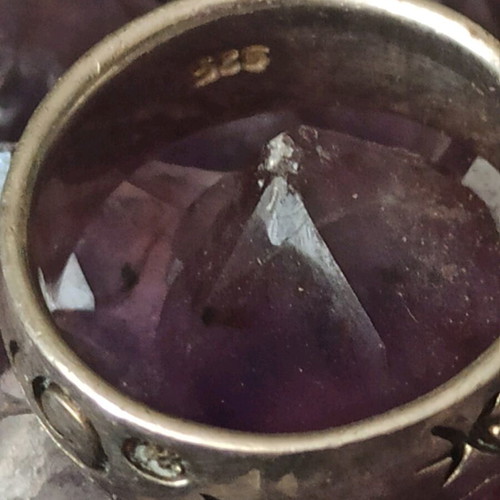 Handmade 925 silver ring like new with moon stars waves designs